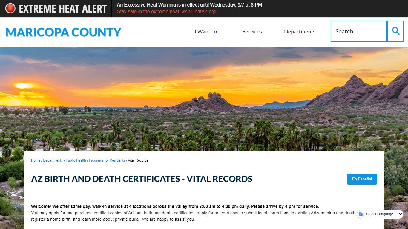 AZ Birth and Death Certificates - Vital Records | Maricopa County, AZ